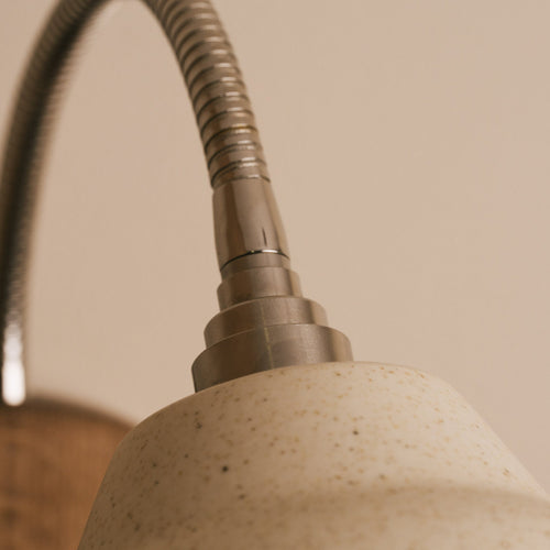 Speckled Cream Matt Flex Wall Light in Brass/Nickel, Ceramic and Oak - Small Element