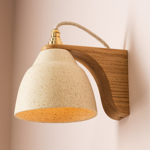 Right-Angle Element Wall Light in Ceramic and Oak [OUTLET]