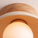 Speckled Cream Matt Small Dawn Ceiling Light in Ceramic and Oak