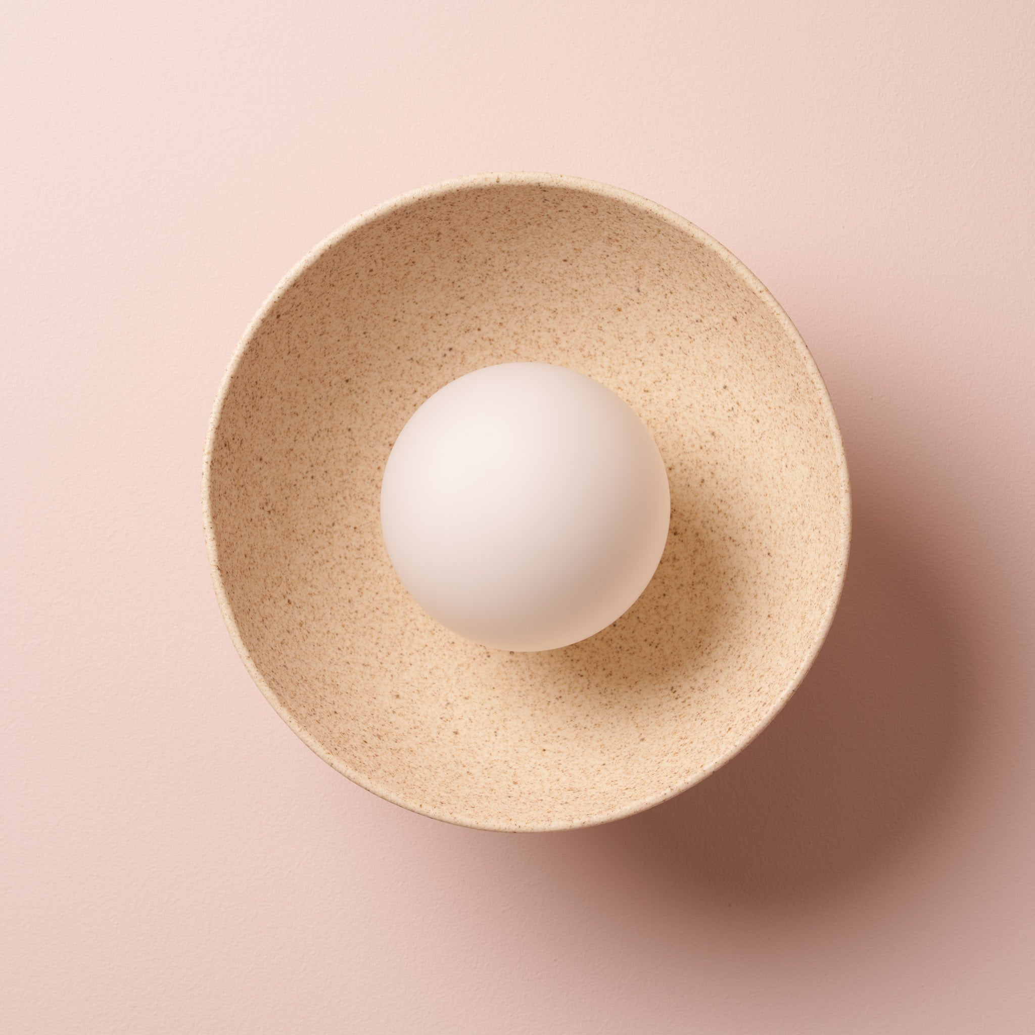 Speckled Cream Matt Small Dawn Wall Light in Ceramic and Oak