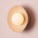 Speckled Cream Matt Small Dawn Wall Light in Ceramic and Oak