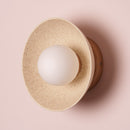 Speckled Cream Matt Small Dawn Wall Light in Ceramic and Oak