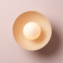 Speckled Cream Matt Small Dawn Wall Light in Ceramic and Oak