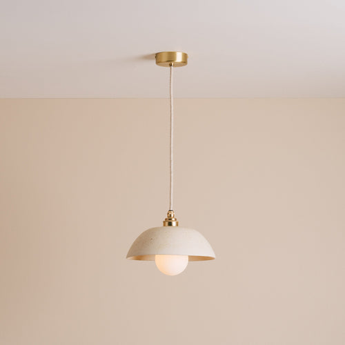 Speckled Cream Matt Small Dusk Ceramic Lamp Shade and Pendant Set