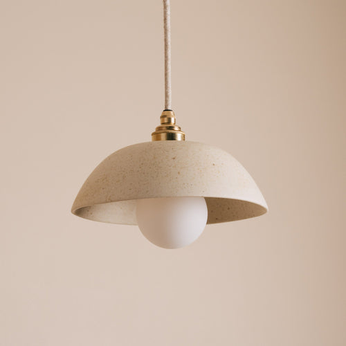 Speckled Cream Matt Small Dusk Ceramic Lamp Shade and Pendant Set
