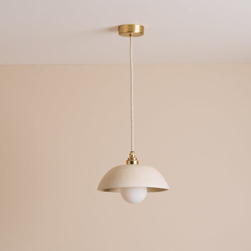 Speckled Cream Matt Small Dusk Ceramic Lamp Shade and Pendant Set