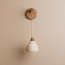 Small Element Hanging Wall Light in Ceramic and Oak - Speckled Cream Matt