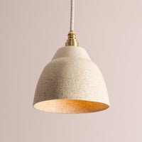 Small Speckled Cream Matt Element Pendant Light in Ceramic and Brass/Nickel