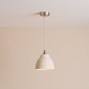 Small Speckled Cream Matt Element Pendant Light in Ceramic and Brass/Nickel