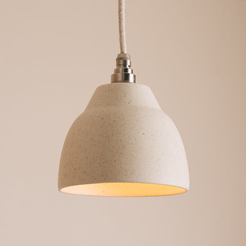 Small Speckled Cream Matt Element Pendant Light in Ceramic and Brass/Nickel