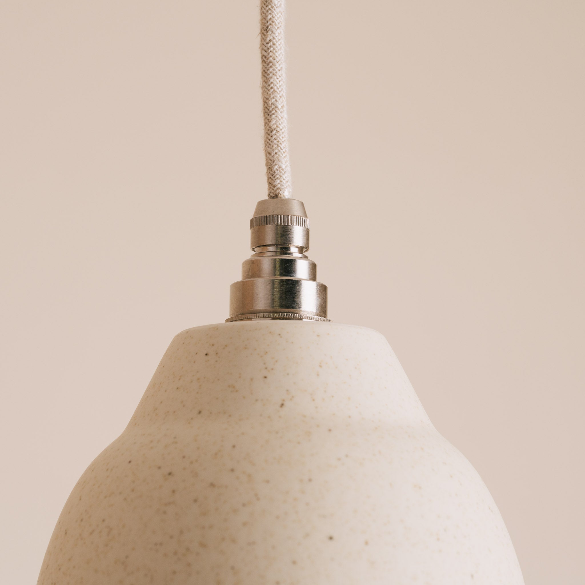 Small Speckled Cream Matt Element Pendant Light in Ceramic and Brass/Nickel