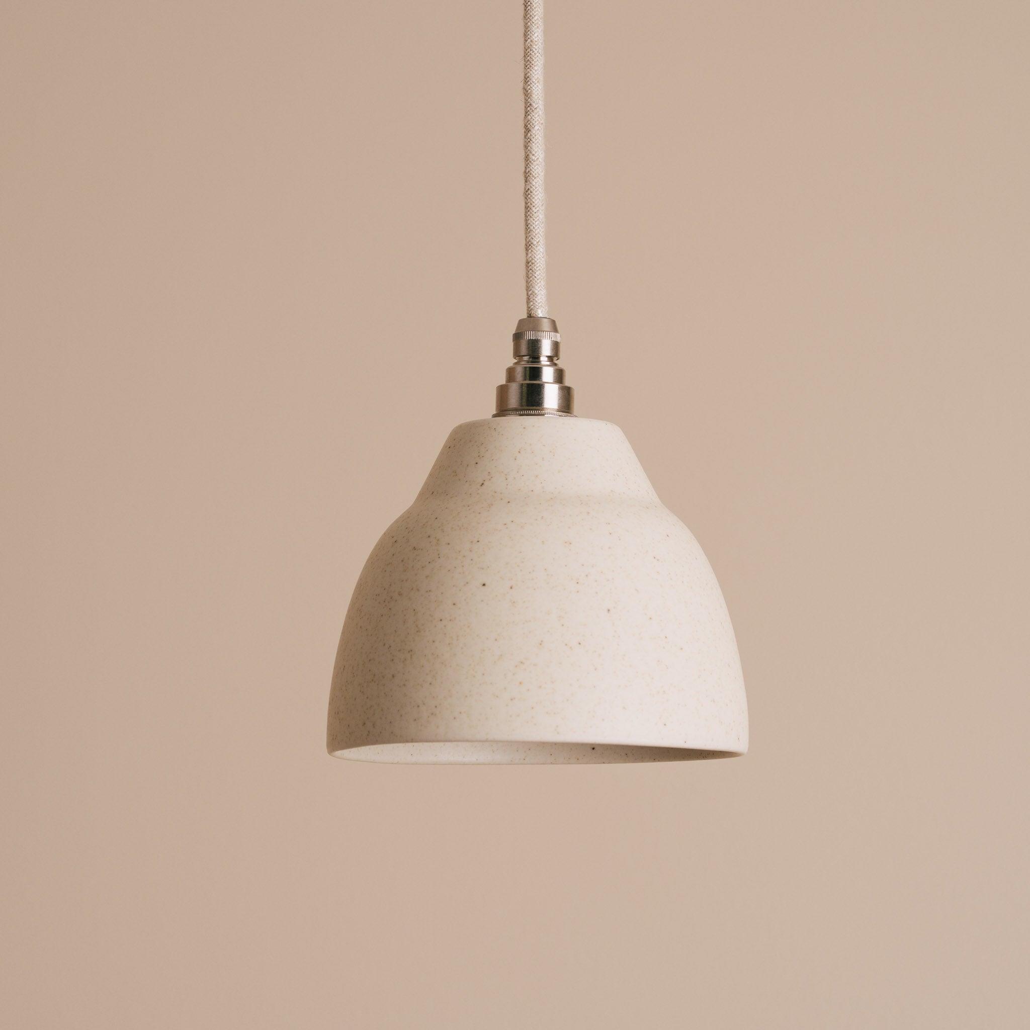 Small Speckled Cream Matt Element Pendant Light in Ceramic and Brass/Nickel