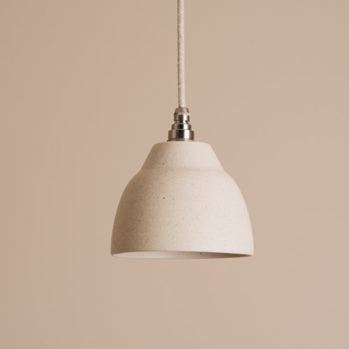 Small Speckled Cream Matt Element Pendant Light in Ceramic and Brass/Nickel