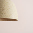 Small Speckled Cream Matt Element Pendant Light in Ceramic and Oak