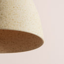 Small Speckled Cream Matt Element Pendant Light in Ceramic and Oak