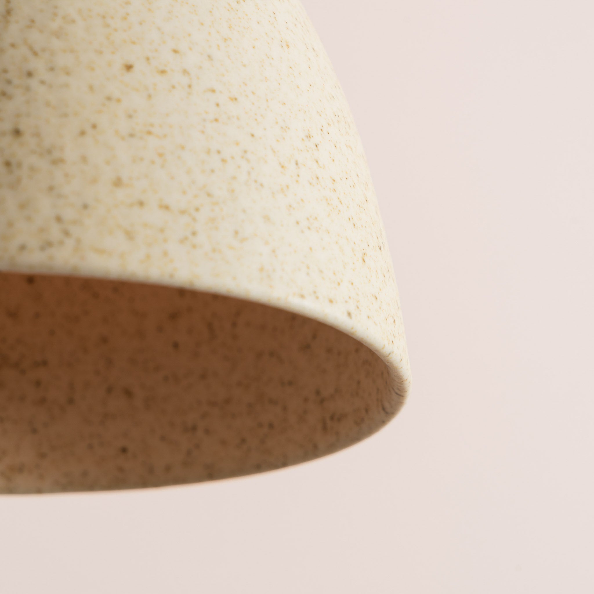 Small Speckled Cream Matt Element Pendant Light in Ceramic and Oak