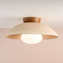 XL Dawn Flush Mount Ceiling Light in Ceramic and Oak [OUTLET]