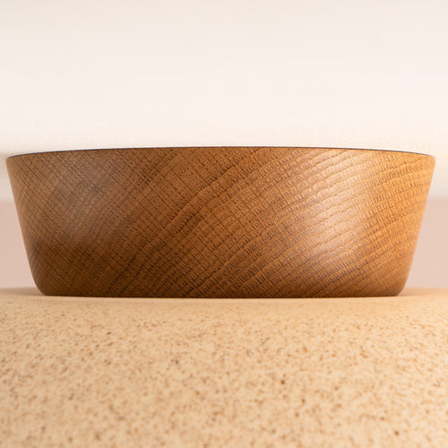 Speckled Cream Matt XL Dawn Flush Mount Ceiling Light in Ceramic and Oak