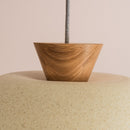 Speckled Cream Matt XL Dawn Pendant Light in Ceramic and Oak