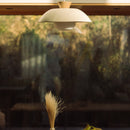 Speckled Cream Matt XL Dawn Pendant Light in Ceramic and Oak