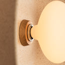 Speckled Cream Matt XL Dawn Wall Light Sconce in Ceramic and Oak