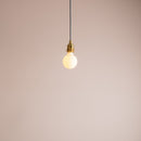 Brass/Nickel Pendant Light Fixture with Linen Cable and Oak Ceiling Rose
