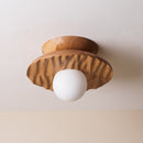 Porth Flush Mount Ceiling Light in Solid Oak