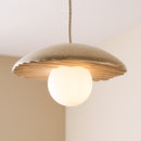 Speckled Cream Matt Porth Pendant Light in Ceramic and Oak