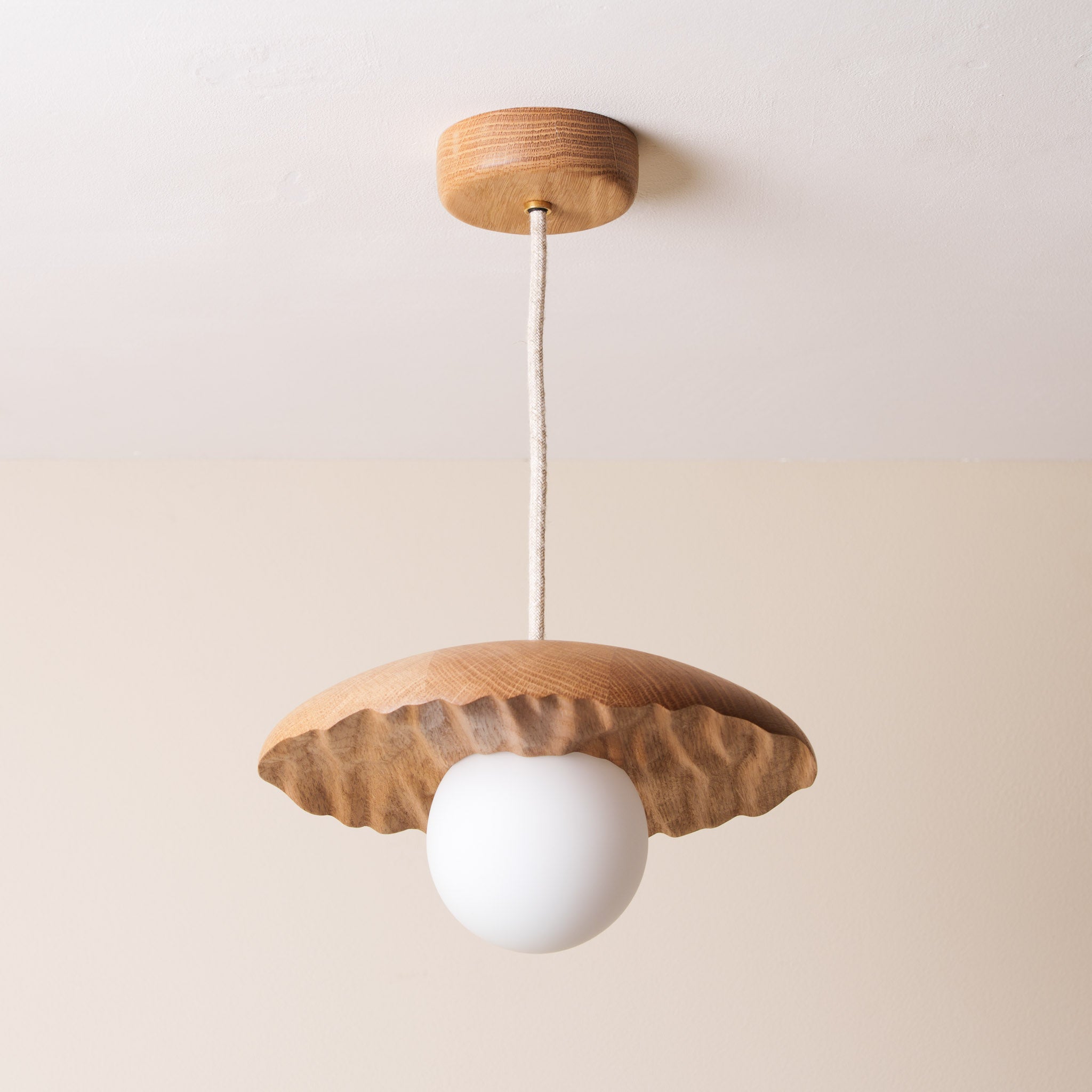Porth Pendant Light in Solid Oak