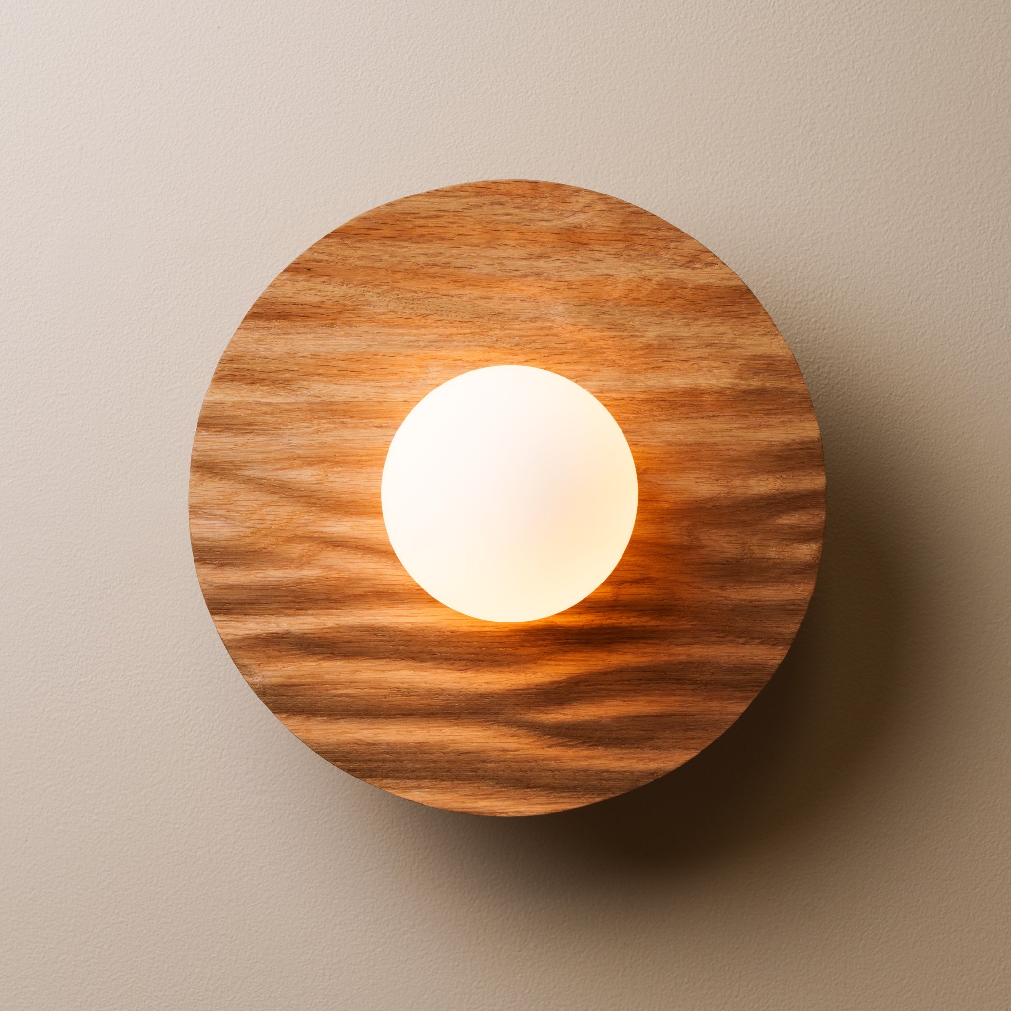 Porth Flush Mount Wall Light in Solid Oak