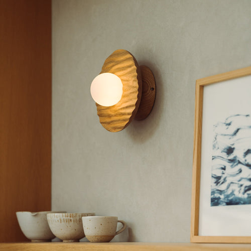 Porth Flush Mount Wall Light in Solid Oak