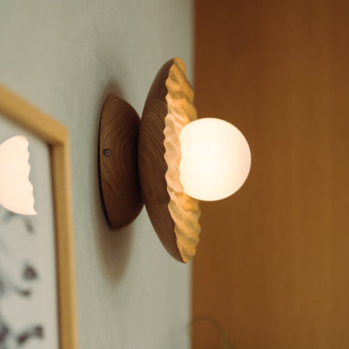 Porth Flush Mount Wall Light in Solid Oak