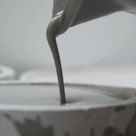 Blue and White Small Element Flush Mount Ceiling Light in Ceramic and Oak