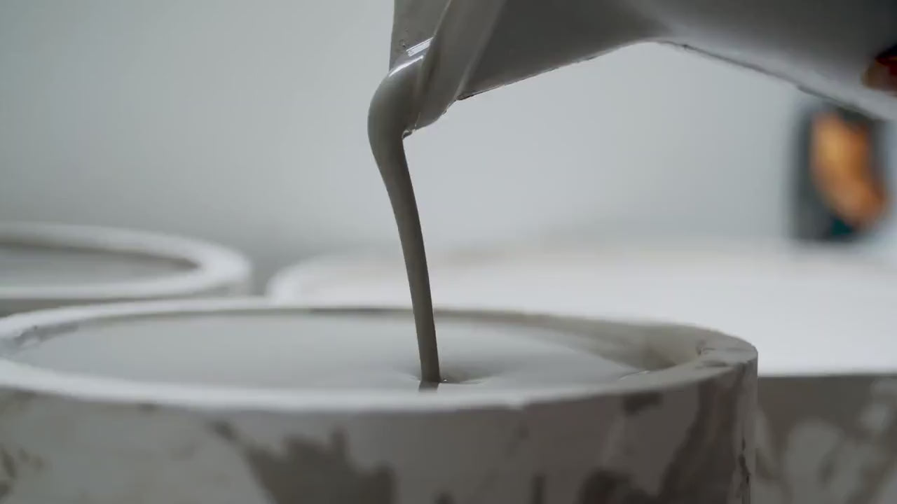 Speckled Cream Matt Small Element Flush Mount Ceiling Light in Ceramic and Oak