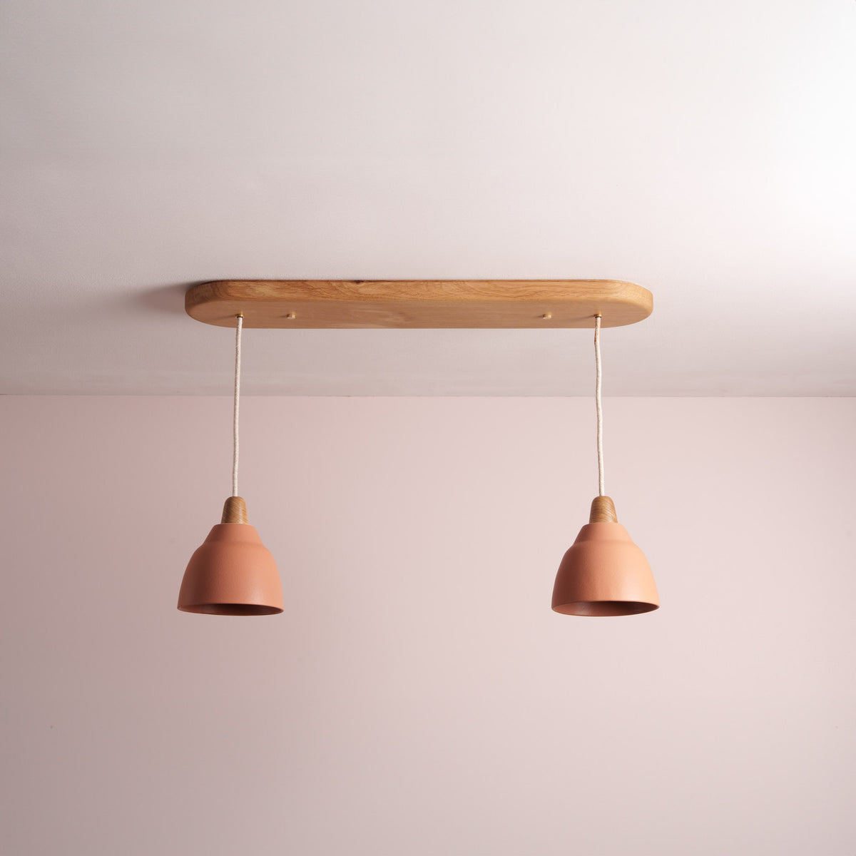 Small Element Pendant Duo with Solid Oak Canopy