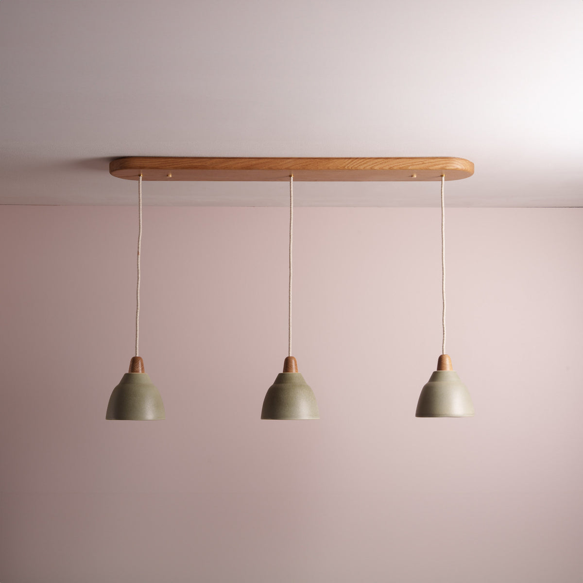 Small Element Pendant Trio with Solid Oak Canopy