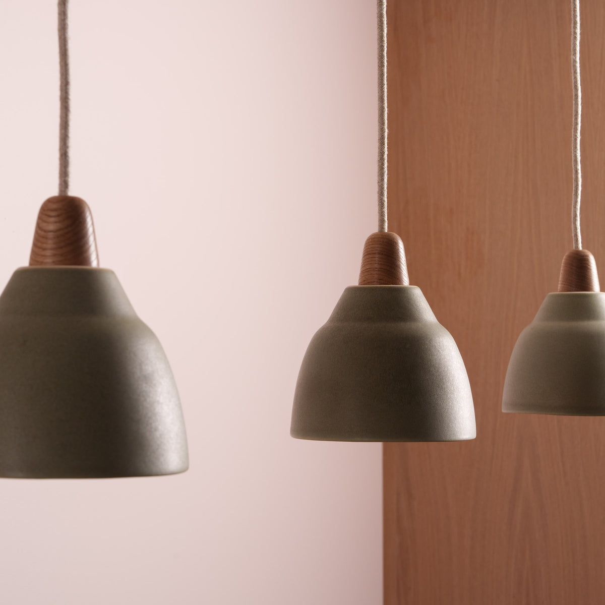 Small Element Pendant Duo with Solid Oak Canopy