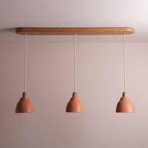 Small Element Pendant Trio with Solid Oak Canopy