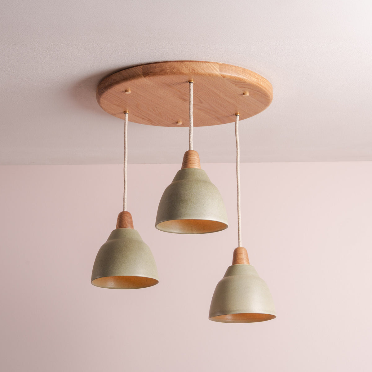 Small Element Pendant Cluster with Solid Oak Rose