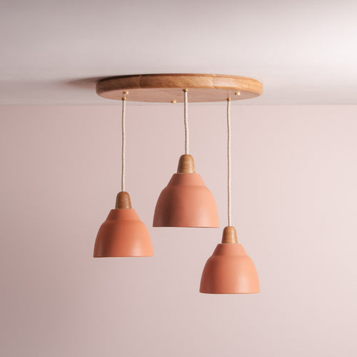 Small Element Pendant Cluster with Solid Oak Rose