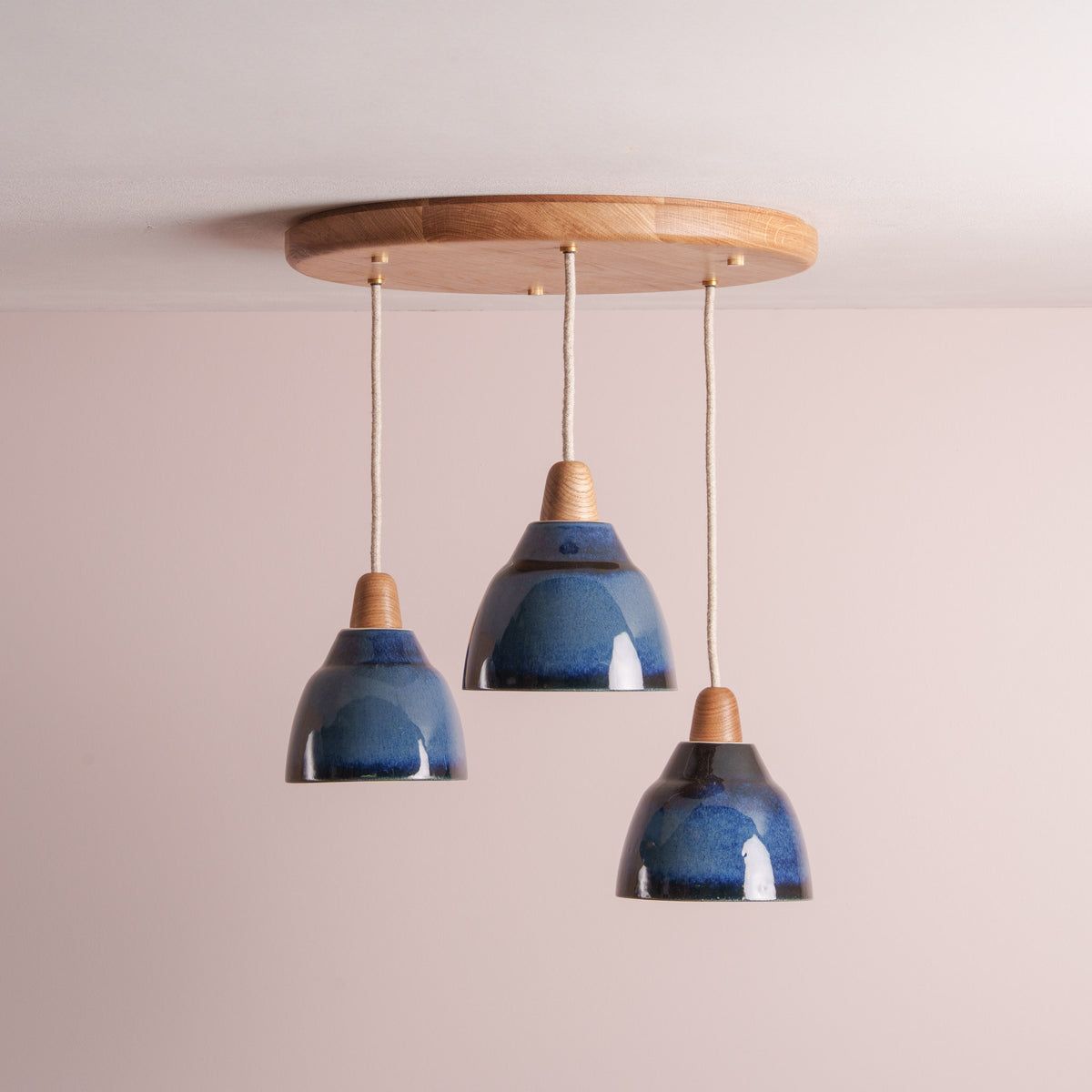 Small Element Pendant Cluster with Solid Oak Rose