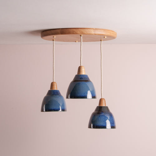 Small Element Pendant Cluster with Solid Oak Rose