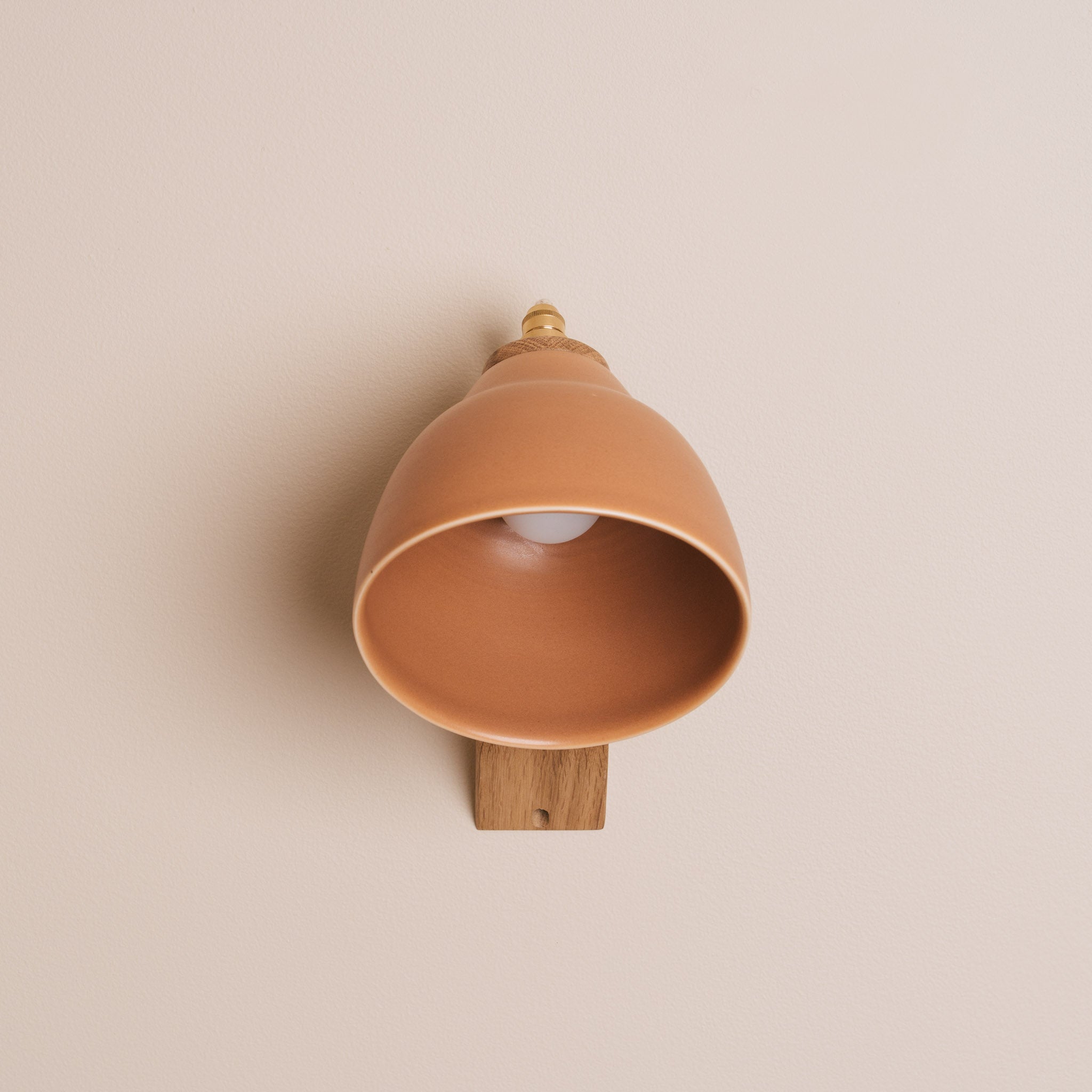 Terracotta Element Wall Light in Ceramic and Oak