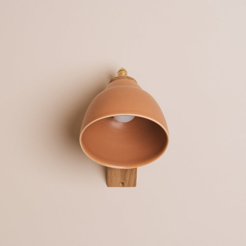 Terracotta Element Wall Light in Ceramic and Oak