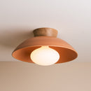 Dawn Flush Mount Ceiling Light in Ceramic and Oak [OUTLET]