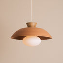 Terracotta Dawn Pendant Light in Ceramic and Oak
