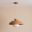 Terracotta Dawn Pendant Light in Ceramic and Oak