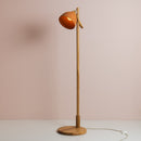 Terracotta Element Floor Lamp in Solid Oak Wood and Ceramic
