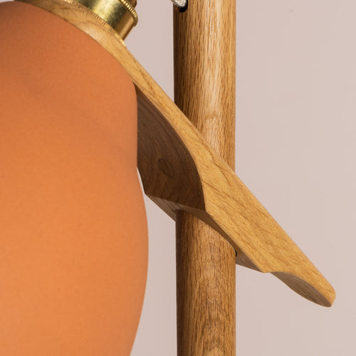 Terracotta Element Floor Lamp in Solid Oak Wood and Ceramic
