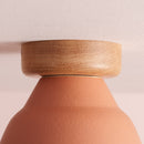 Terracotta Element Flush Mount Ceiling Light in Ceramic and Oak